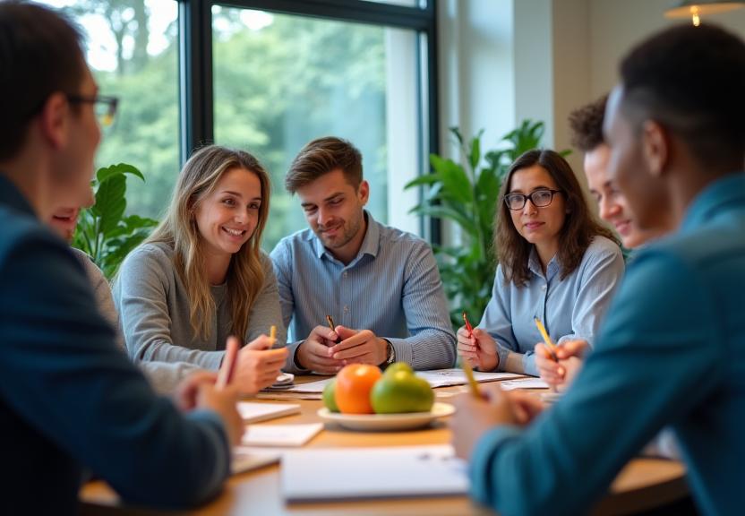 Team di professionisti durante un workshop aziendale sulla nutrizione